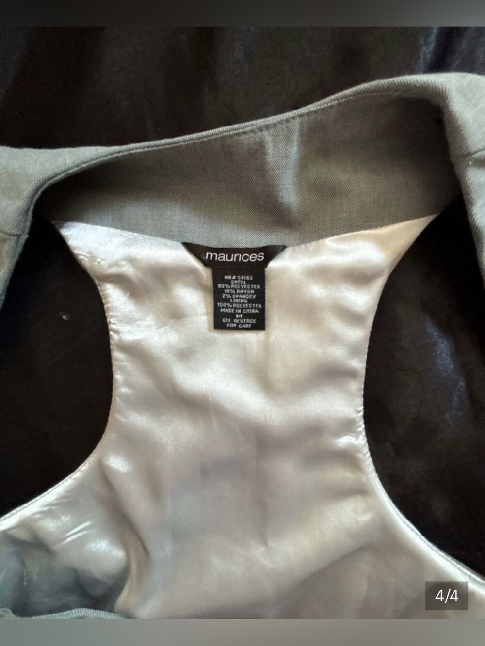 Woman’s Maurices Black Jacket with Silver Satin Lining